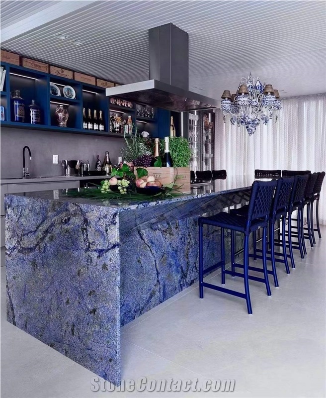 Brazil Dreamblue Quartzite Blue Polished Kitchen Countertop
