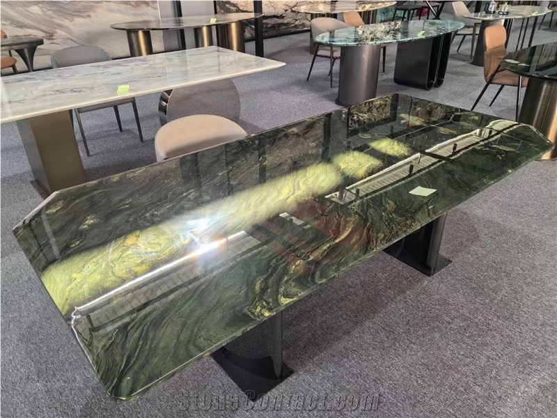 Brazil Luxury Quartzite Royal Green Polished Table Top