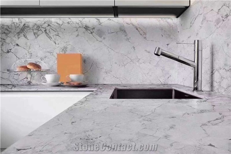 Brazil Super White Quartzite Polished  Kitchen Design