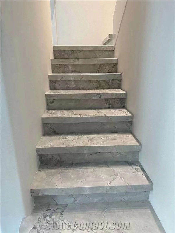 Brazil Super White Quartzite Polished Stair Treads