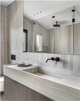 Guizhou White Wood Grain Marble Polished Vanity Tops