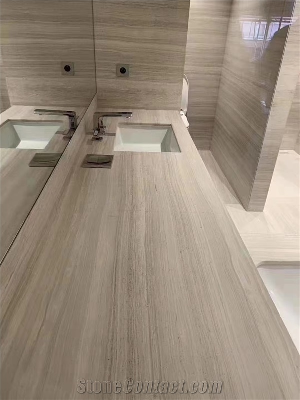 Guizhou White Wood Grain Marble Polished  Vanity Tops