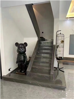 Turkey Bulgarian Grey Polished Marble Stair Treads