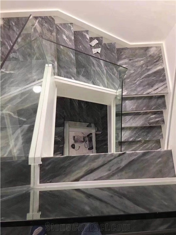 Turkey Space Grey Marble Polished  Stair Treads