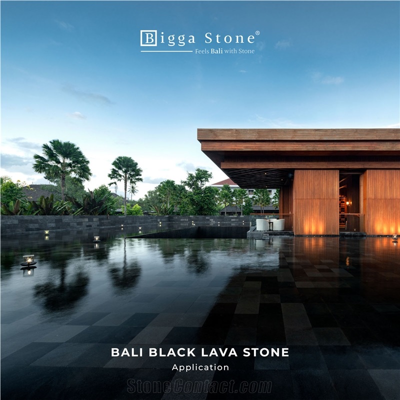 Bali Black Lava Stone Wall Floor Pool Tiles Deck