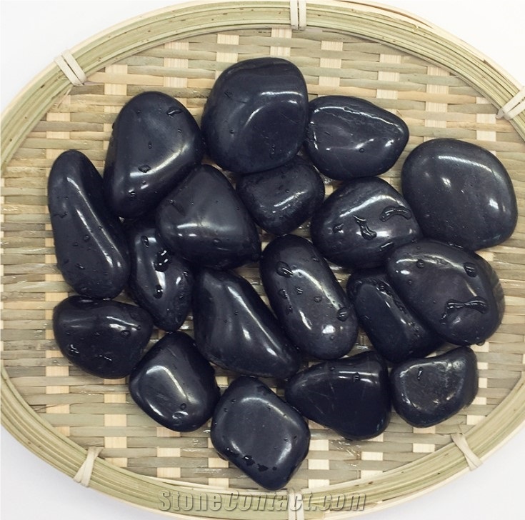 High Polished Black Pebble Stone For Landscaping