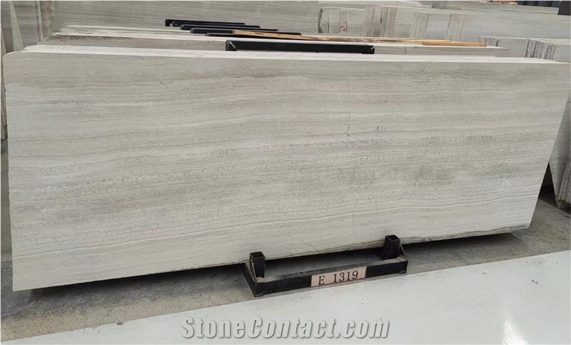 China Wooden Crystal White Vein Marble Slab Pattern