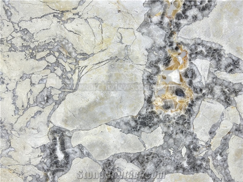 Polished Cosmos Grey White Marble Slabs