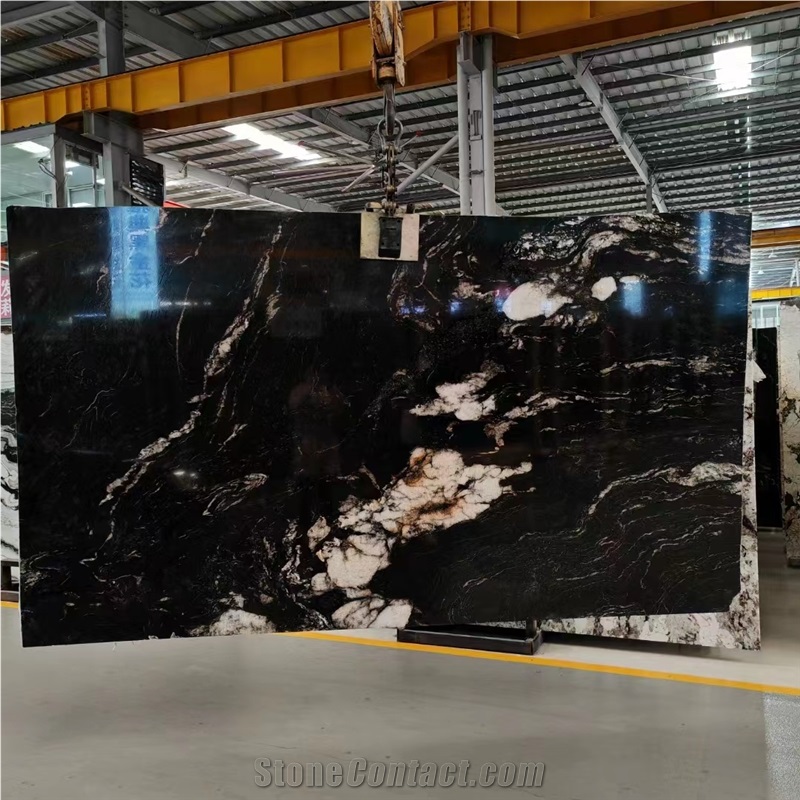 Brazil Titanium Granite Slabs Black Gold Galaxy Starry Sky