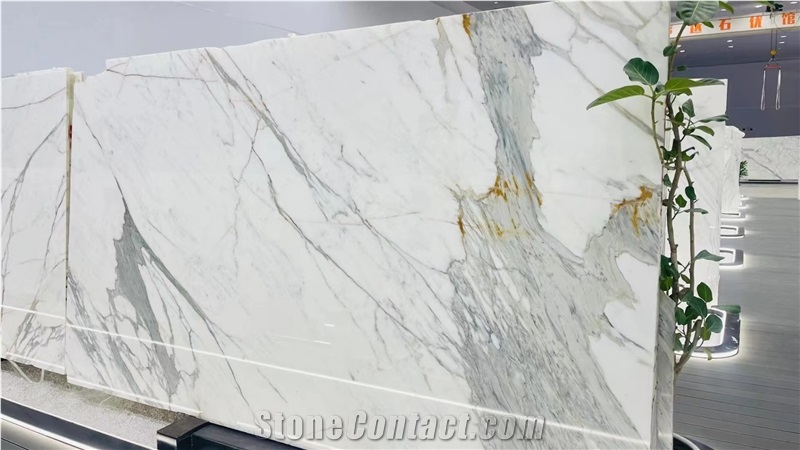 Calacatta Gold Marble Slabs Di Siena White With Gold Vein