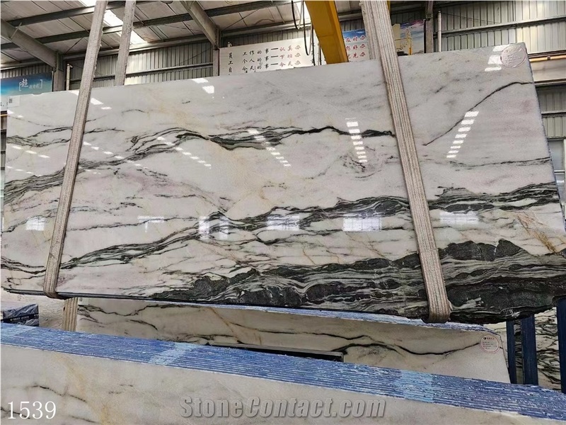 China Ink White Marble Tiles Landscape Painting Big Slab