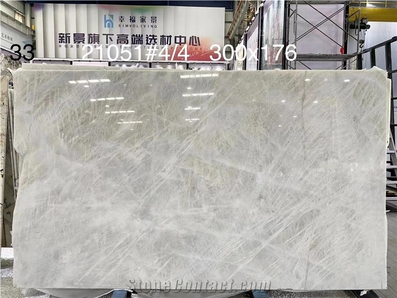 Crystal Ice Quartzite Slabs Crystalline White Wall Tile