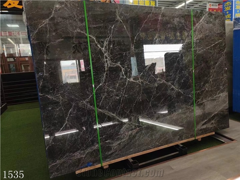 New Hermes Ash Gray Marble Slabs Luna Hermes Grey Stone Slab Floor Use
