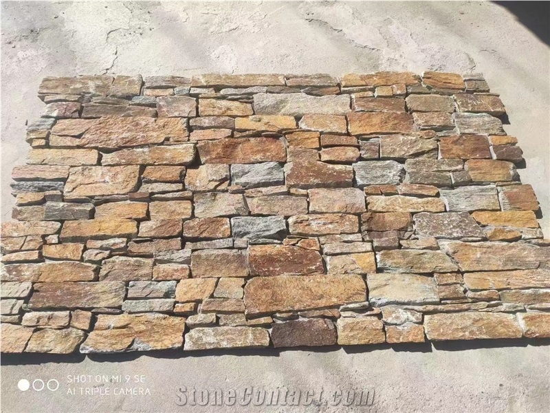 Rusty Yellow Cement Backside Ashlar Natural Stone Veneer