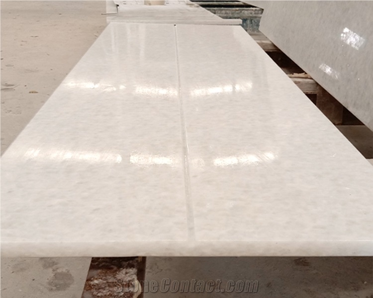 Glossy Surface Clear Base Color Absolute White Marble Tiles