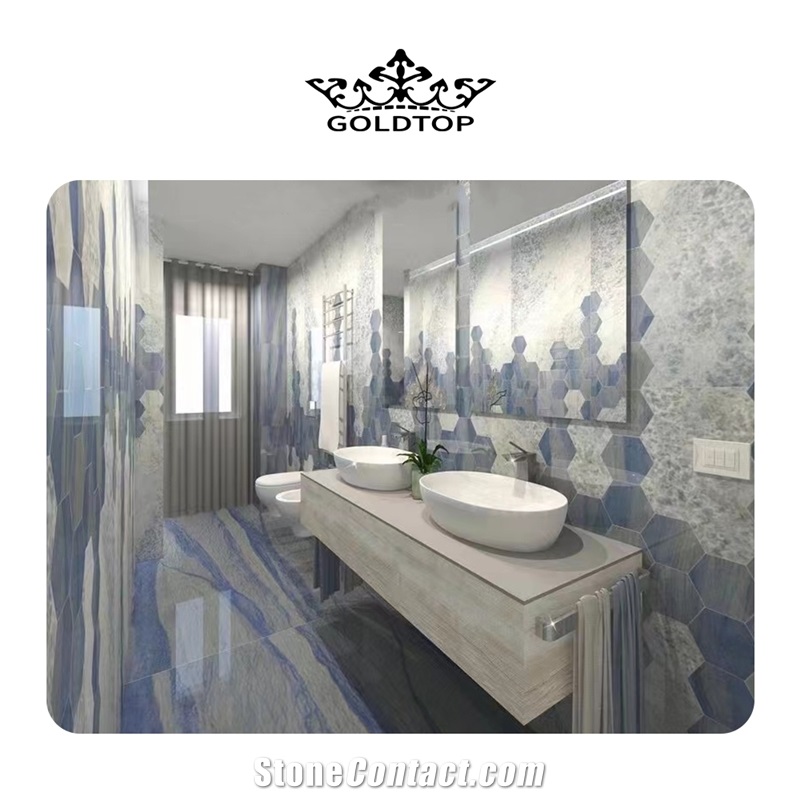 Luxury Azul Macaubas Quartzite Slabs For Wall And Floor