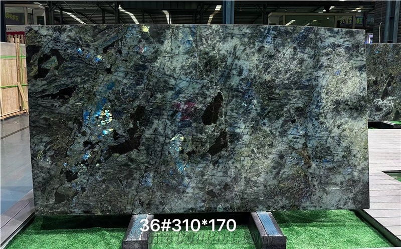Luxury Large Sparkle Natural Blue Labradorite Granite Slabs