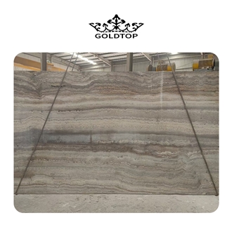 Polished Filled Hole 18Mm Sliver Grey Travertine Slabs