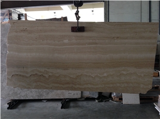 Alabastrino Travertine Vein Cut Slabs, Honed Finish