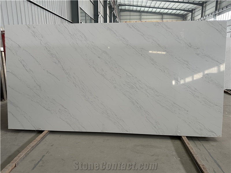 Bookmatched Calacatta White Quartz Slabs from China - StoneContact.com