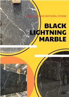 LUXURIOUS Look Black Lightning Marble Slab From Vietnam Cheap Price