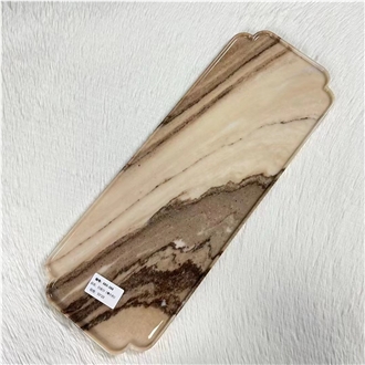 Marble Pallisandro Brown Sealed Tea Trays For Outing