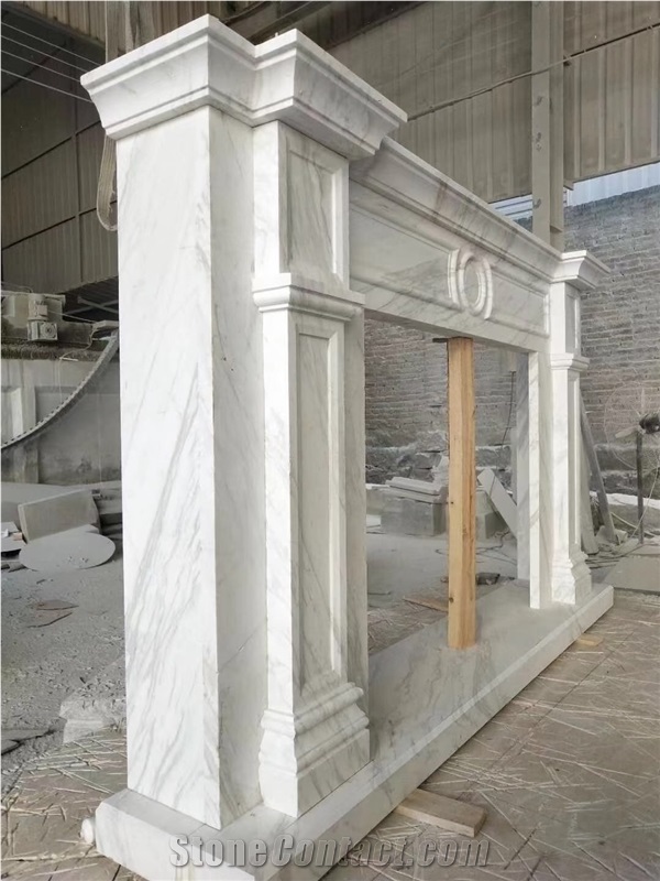 Marble Statuario Carrara Indoor Fireplace For Home Decor