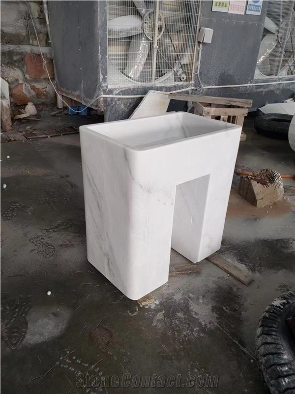Solid Milas Lilac Marble Round Pedestal Wash Basin For Bathroom