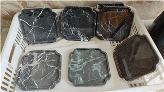 Square Marble Black Marquina Trays For Outing