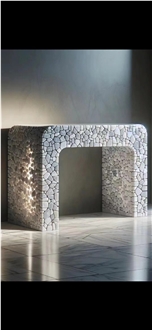 Tumbled Marble Carrara Created Fireplace Mantel For Indoor