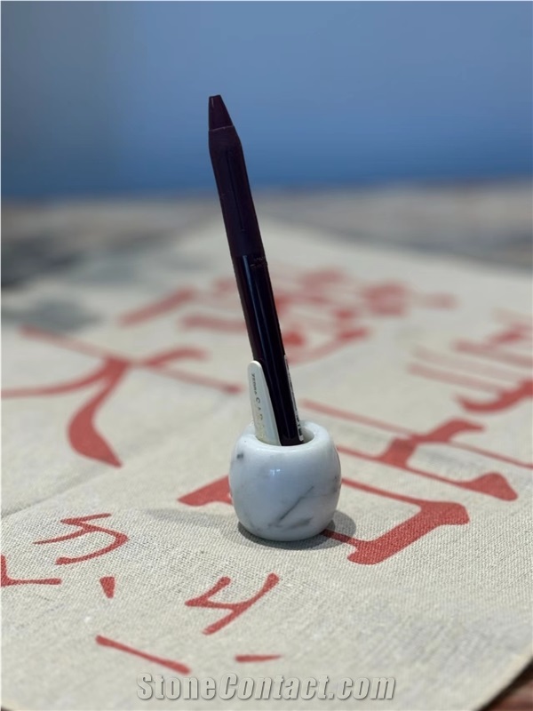 Carrara White Marble Small Pen Case Home Decor Products