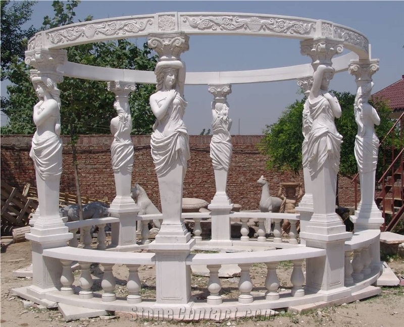 Marble Carving Statue Garden Gazebo With Columns