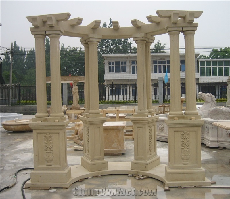 Marble Carving Statue Garden Gazebo With Columns
