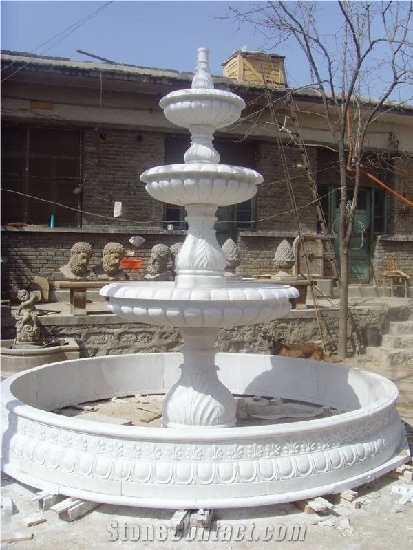 White Marble Garden Landscaping Fountain Sculptured