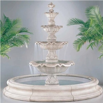 White Marble Garden Sculptured Fountain Outdoor Landscaping
