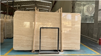 Beige Travertine Big Slabs Stock