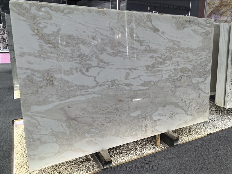 High Polished Dover White Marble Slab Tiles
