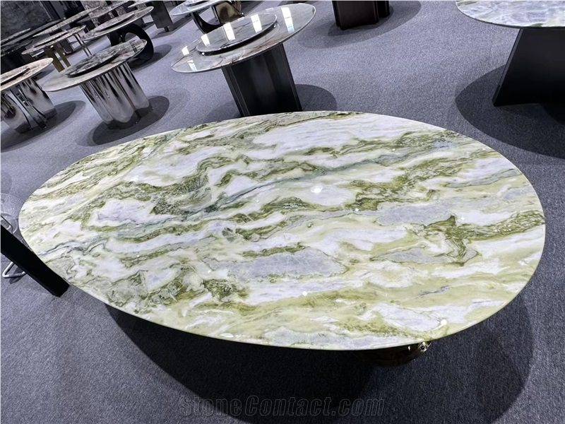 Island Green Marble Cafe Table Tops