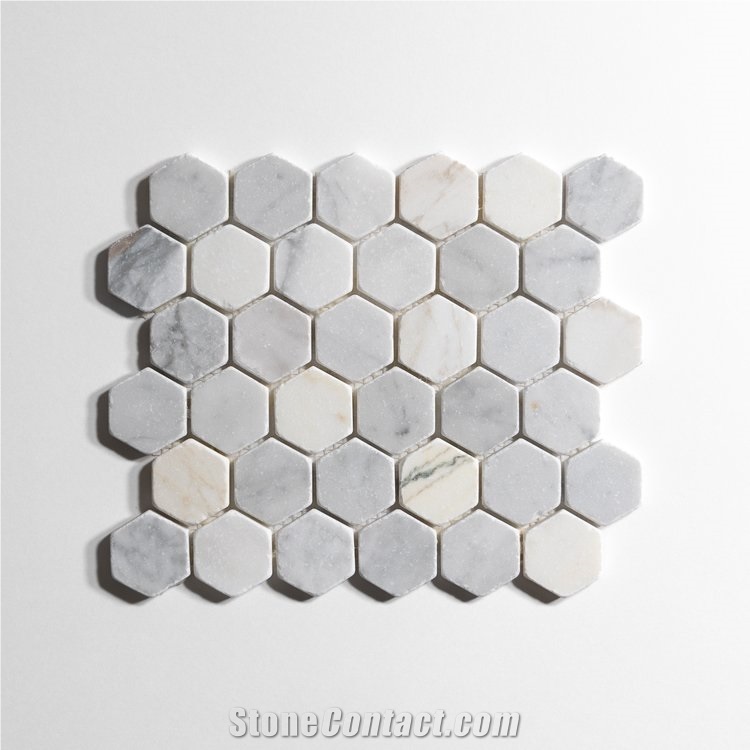 Antique Carrara Marble Hexagon Mosaic Tiles
