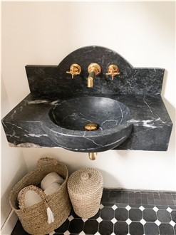 Athena Black Marble Floating Sink