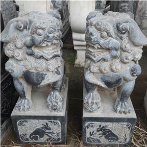 Antique Chinese Style Temple Lion Sculpture For Landscape