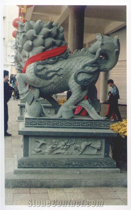 Antique Chinese Style Temple Lion  Sculpture For Landscape