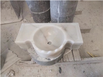 Custom Cheaper Guangxi White Marble Wash Basin For Bathroom