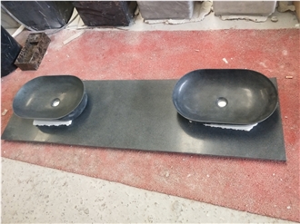Dark Grey Granite Bathroom Basin And Countertop