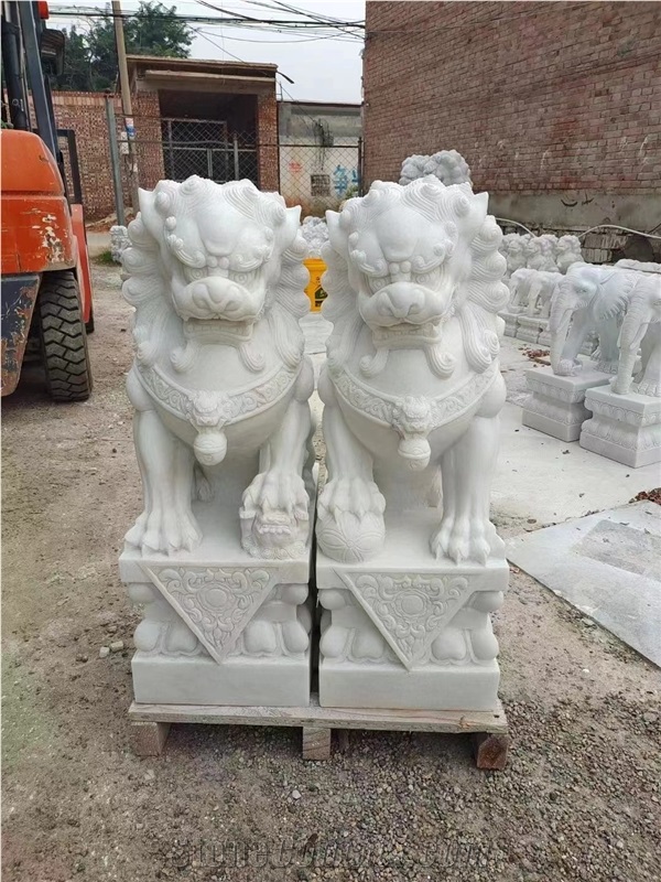 Garden Light Grey Granite Stone Lion Statues