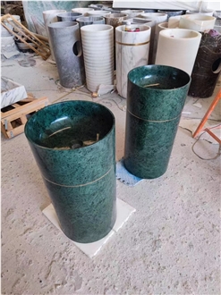 Green Marble Single Stone Engineered Wash Basin