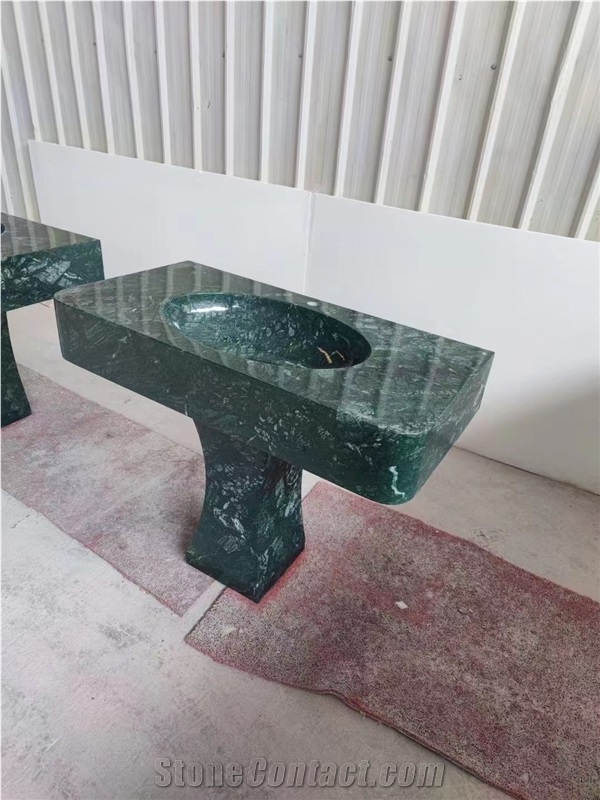 Green Marble Single Stone Engineered Wash Basin