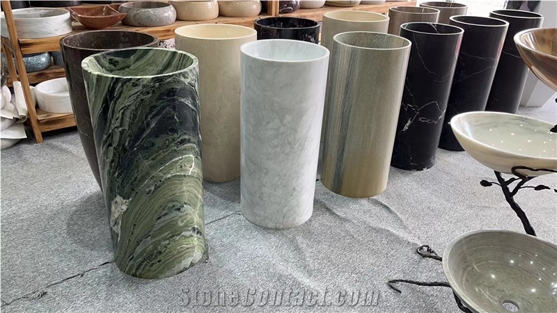 High Quality Carrara White Marble Pedestal Basin