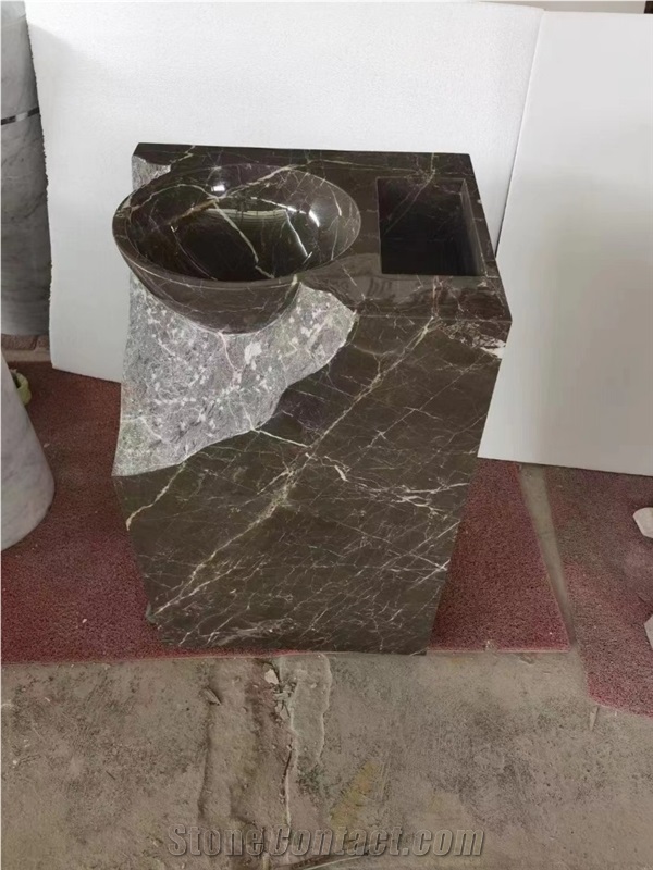 Milas Lilac Handmade Marble Bathroom Pedestal Basin