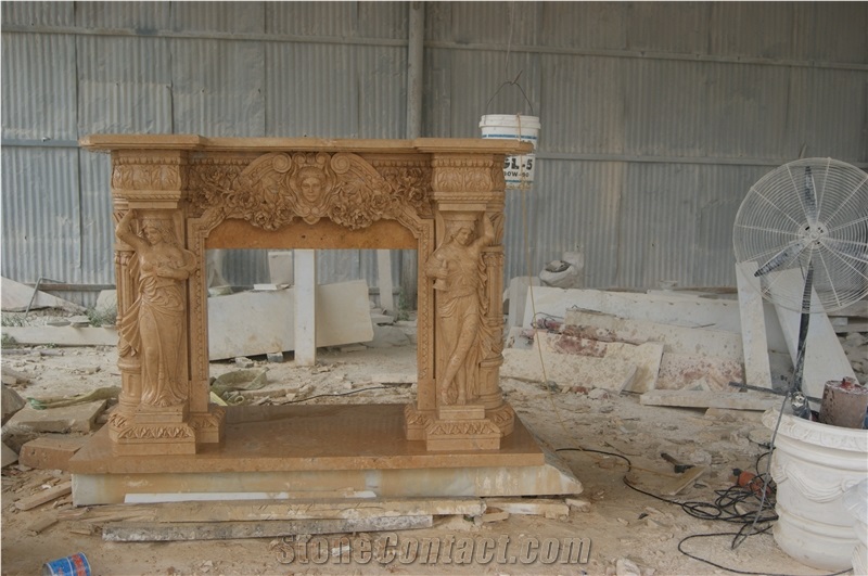 Modern  White Marble Fireplace Mantel For Sales